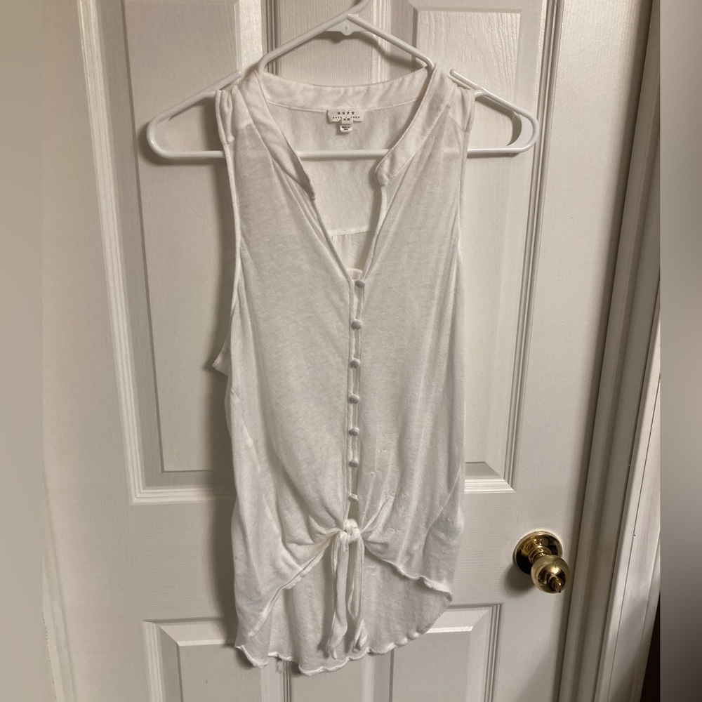 Soft Joie | Sheer White Top XS